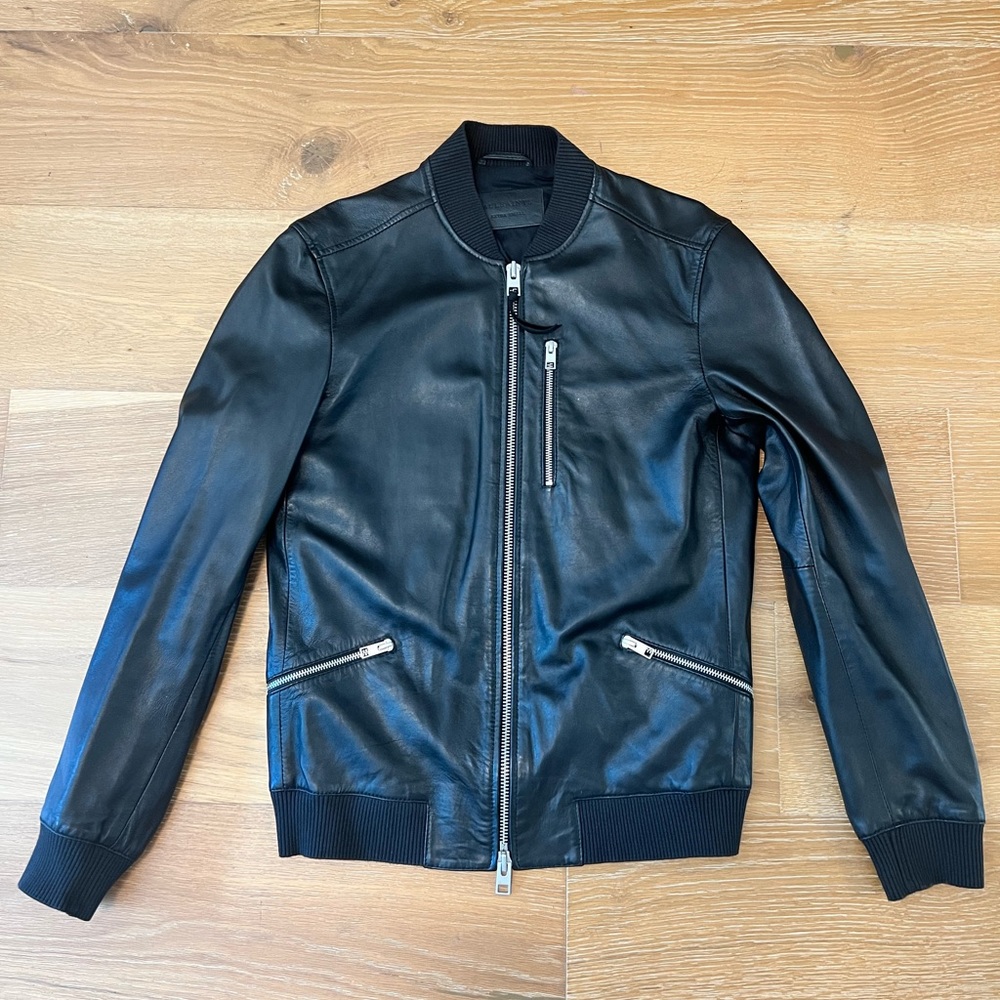 Allsaints mens Utility Leather Bomber jacket XS NWOT